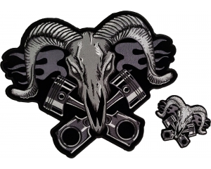 Ram and Pistons Biker Patch Set of Small and Large