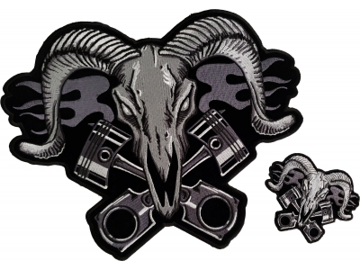 Ram and Pistons Biker Patch Set of Small and Large