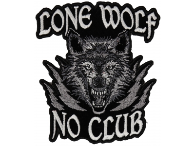 Lone Wolf at the top, No club at the bottom, open mouthed wolf in the middle