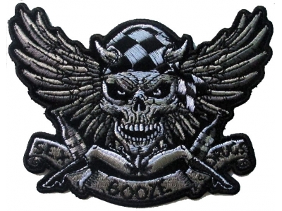 Sex Booze Drugs Checkered Skull and Wings Patch