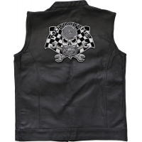 Motocycho skull Large Biker Back Patch Sew on Iron on Motocycho- Bearded and helmeted skull sitting on crossed wrenches with a racing flag in the background, Large Biker Back Patch