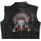 Steer Skull Feathers and Axes Patch, Large Indian Patches shown on leather vest