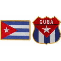 Cuban Flag and Shield Combo Patch Set