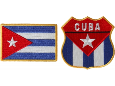 Cuban Flag and Shield Combo Patch Set