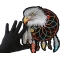 Eagle and Feathers in Dream Catcher Patch, Large Eagle Patches for Jackets shown on hand for size comparison