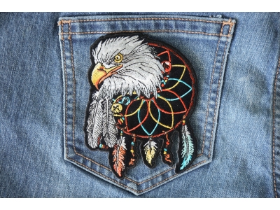Eagle Feathers Dreamcatcher Native Shaman Embroidered Iron on or Sew on Patch 