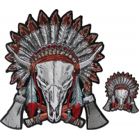 Indian Head Dress and Skull Small and Large Patch Set Combo