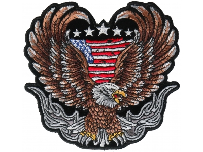 Patriotic American Flags Eagle And Stars Embroidered Biker Patch FREE SHIP 