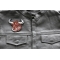 Angry Bull Iron on Patch Angry Bull Iron on Patch - 4x3.75 inch - Embroidered Iron on Patch shown on leather vest