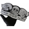 Heard Nothing Saw Nothing Said Nothing Large Skulls Patch Heard Nothing Saw Nothing Said Nothing Skulls Patch, Large Skull Patches for Back of Jackets shown on hand for size comparison