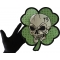 Clover Skull Large Back Patch Clover Skull Patch, Large Skull Patches for Back of Jackets shown on hand for size comparison