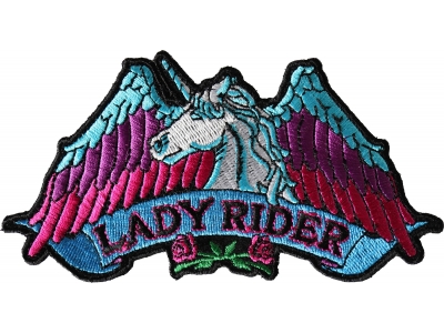 Lady Rider Unicorn Biker Patch