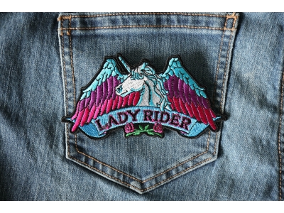 Lady Rider Unicorn Biker Patch