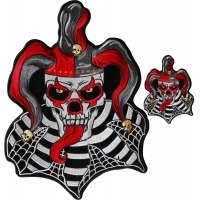 Jester Skull Patch Set of Small and Large in Red and Gray