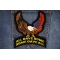 Us POW MIA Upwing Eagle Rocker Small Patch | US POW MIA Military Veteran Patches US POW MIA Upwing Eagle Rocker Small Patch shown on jeans