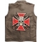 Maltese Cross Skull Knight Patch shown on leather vest