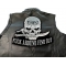 Fuck Around Find Out Skull with Dagger in Mouth Patch, Large Skull Patches for Back of Vests shown on leather vest