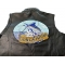 Gone Fishing Marlin Patch, Large Animal Patches for Jackets shown on leather vest