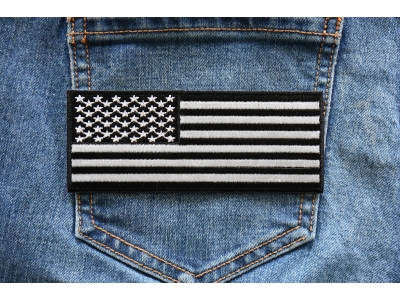 American Flag Patch Black White 5 inch