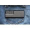 American Flag Patch Black White 5 inch shown on jeans
