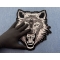 Wolf Patch, Large Animal Patches for Jackets shown on hand for size comparison