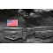 American Flag Patch Silver Border | Embroidered Patches American Flag Patch Silver Border - 3x2 inch. Embroidered Iron on Patch shown on leather vest