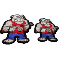 Bulldog with Tommy Machine Gun Patch Set of 2