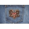 Gothic Heart and Wings Lady Rider Patch shown on jeans