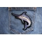 Swordfish Patch for Fishermen shown on jeans