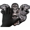 Skeleton Rider FAFO Patch, Large Skull Patches for Biker Jackets shown on hand for size comparison