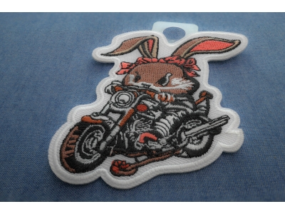 Cute Mean Rabbit on Motorcycle Patch