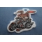 Cute Mean Rabbit on Motorcycle Patch diagonal view