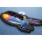 Hummingbird Lady Rider Feather Small Patch Hummingbird Lady Rider Feather Small Iron on Biker Patch diagonal view