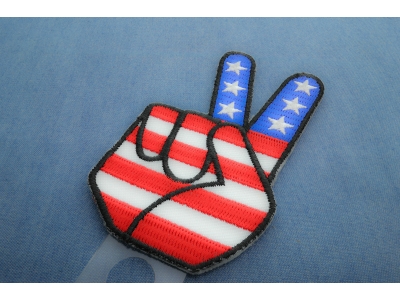 Peace Hand Sign with American Flag Patch