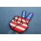 Peace Hand Sign with American Flag Patch Peace Hand Sign with American Flag Patriotic Iron on Patch diagonal view