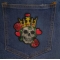 Hearts Queen Skull Patch shown on jeans