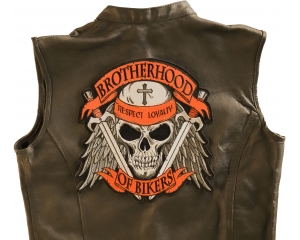 Brotherhood of Bikers Respect and Loyalty Skull Large Biker Back Patch