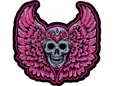 Pink Angel Wings Skull Patch