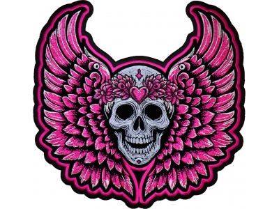 Pink Angel Wings Skull Patch