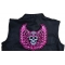 Pink Angel Wings Skull Patch shown on leather vest