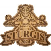 Sturgis 2024 Buffalo Biker Wood Sign Souvenir