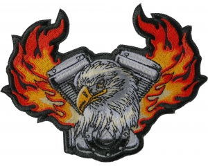 Eagle Engine Flames Biker Patch