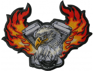 Eagle Engine Flames Biker Patch
