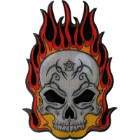 Flaming Tattoo Skull Large Back Patch