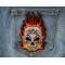 Flaming Tattoo Skull Patch shown on jeans