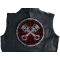 Piston Web Skulls Large Back Patch shown on leather vest