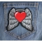 Guardian Angel Heart Patch shown on jeans