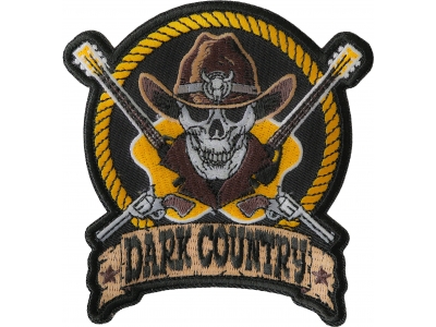Dark Country Music Patch with Skull Cowboy Hat Guitars Pistols 