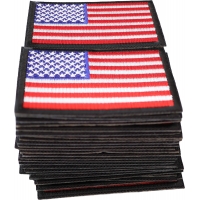American Flag Patch Embroidered 3x2 inches with Black Borders 50 Pack