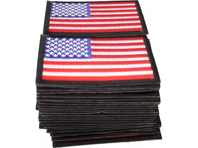 American Flag Patch Embroidered 3x2 inches with Black Borders 50 Pack